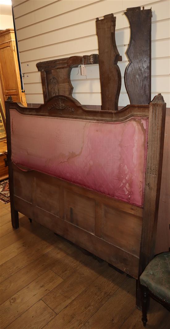 A 19th century French oak double bed frame W.171cm